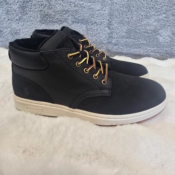 Polo Ralph Lauren Black Nubuck Canvas Sneaker Boot Men's Sizes NEW Quiet Luxury - Picture 4 of 10